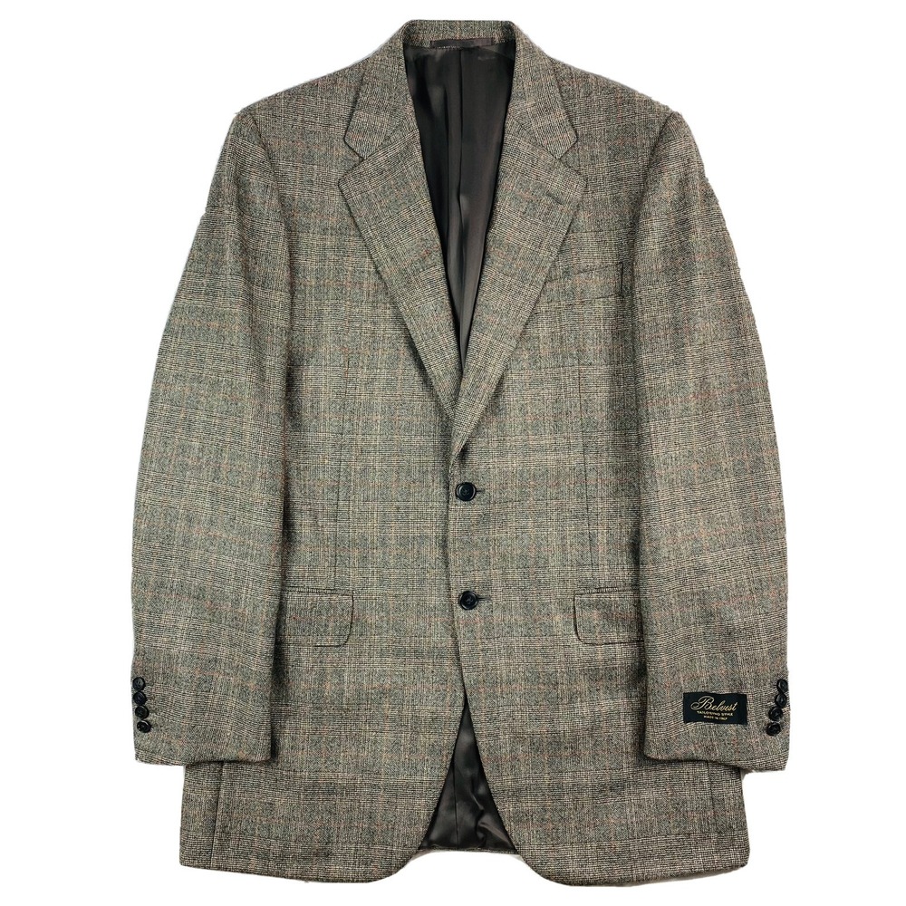 Belvest Brown Checked Pure Wool Mens Blazer Functional Cuff 40R G2200 NWT